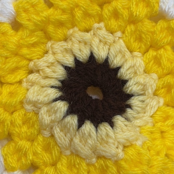 Handmade Crochet Sunflower Yellow Fringe Granny Square Festival Crop Top Med/L - Picture 5 of 10